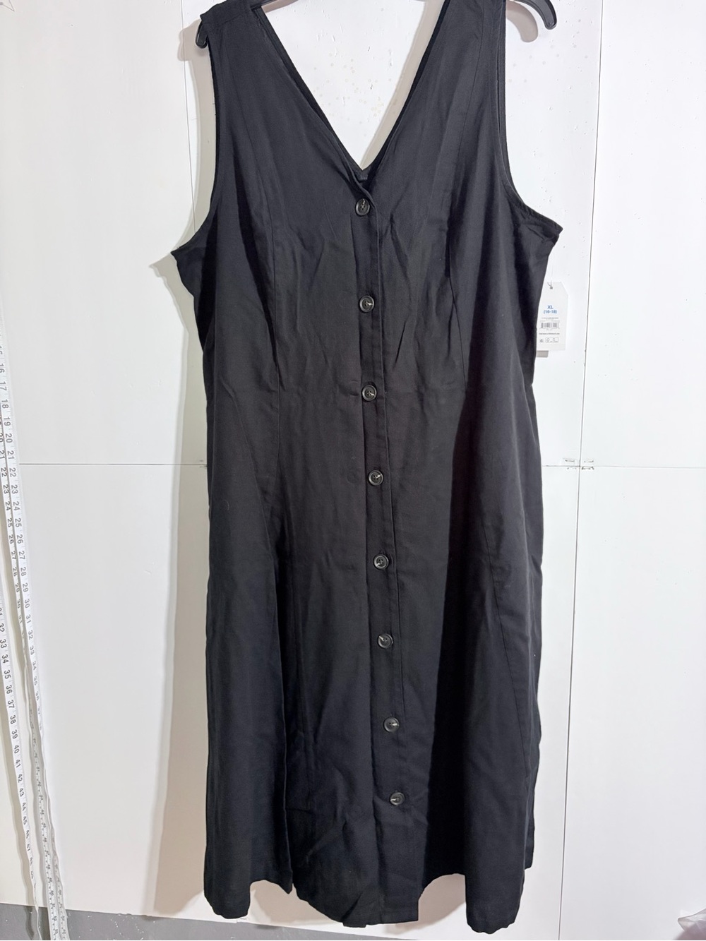 Classic Black Button-Front Sleeveless Dress